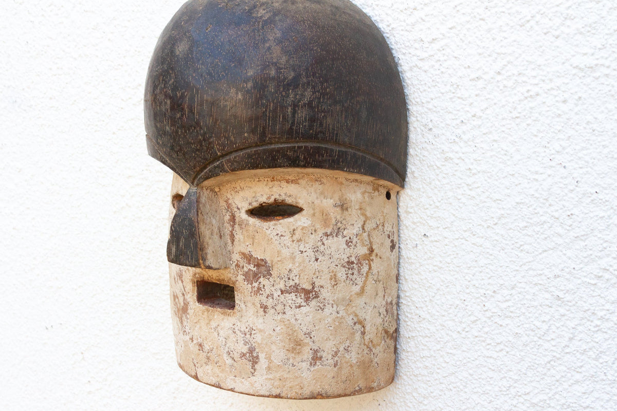 White & Black Painted African Kuma Mask