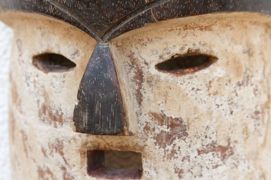 White & Black Painted African Kuma Mask