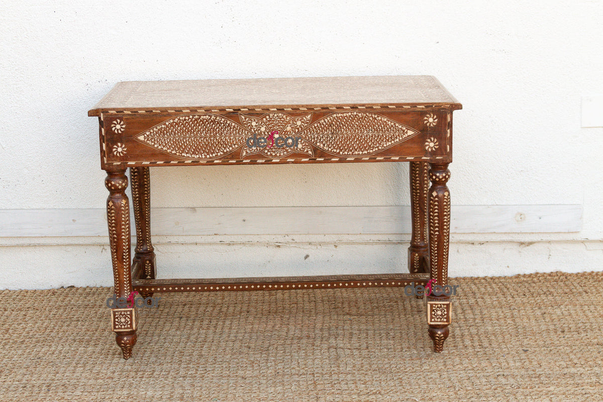 British Colonial Scalloped Inlay Design Writing Desk