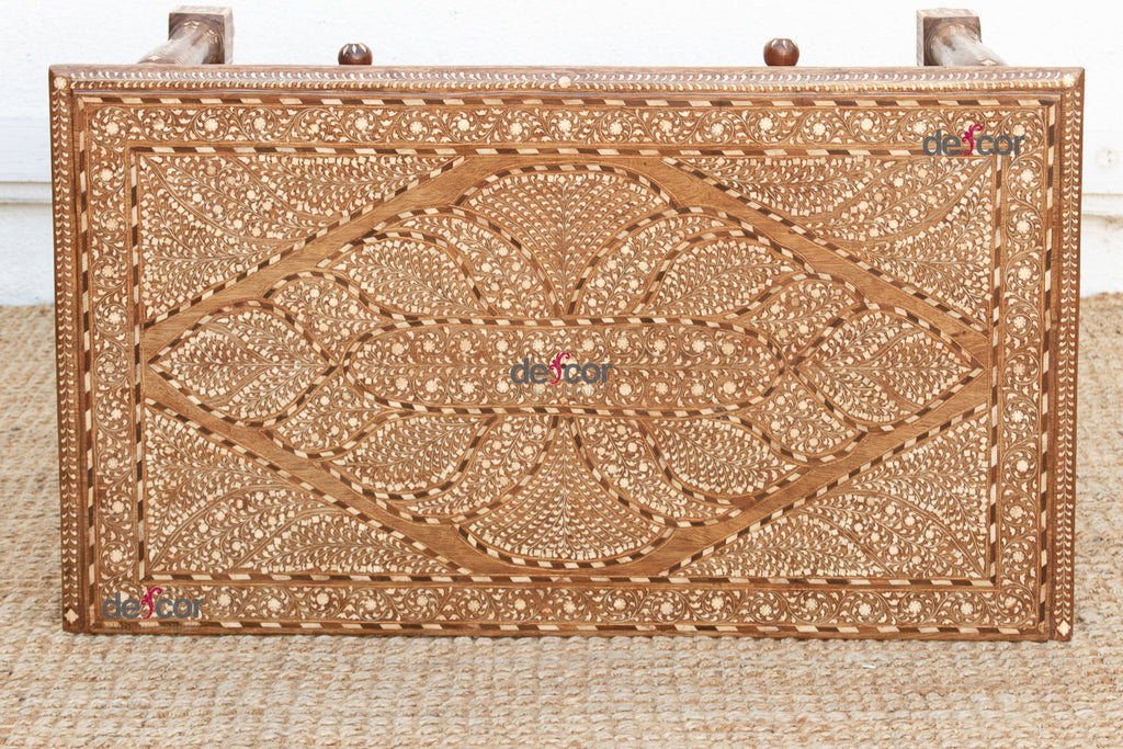 British Colonial Scalloped Inlay Design Writing Desk