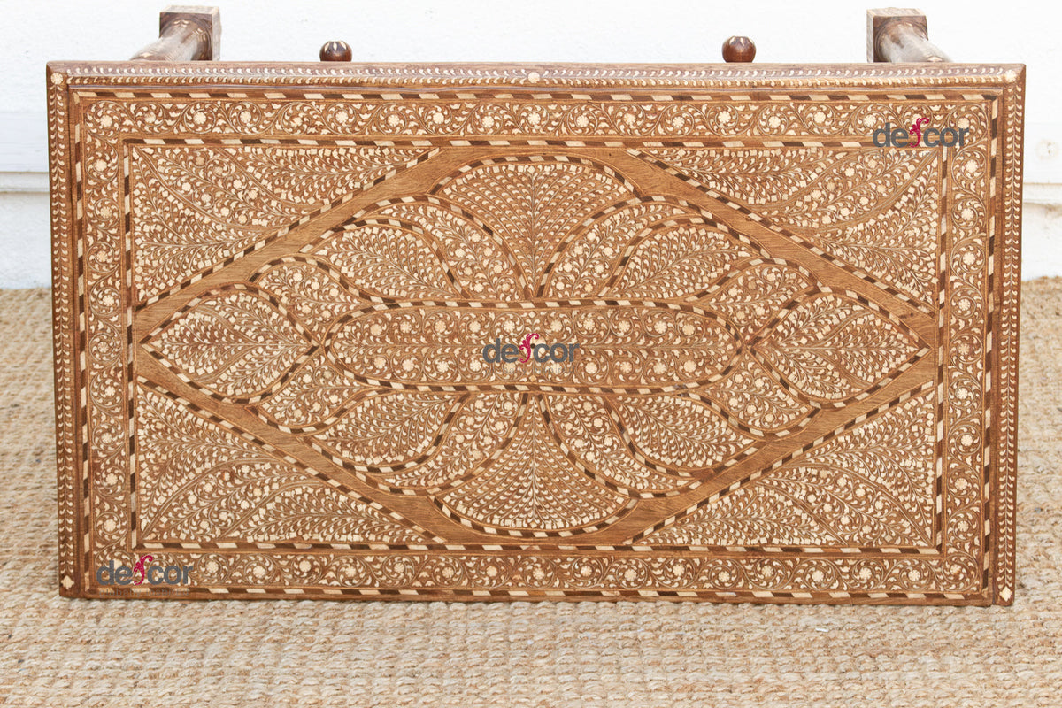 British Colonial Scalloped Inlay Design Writing Desk