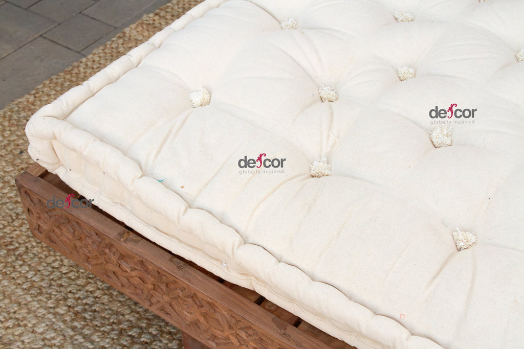 Reclaimed Wood Modern Moroccan Carved Low Sofa