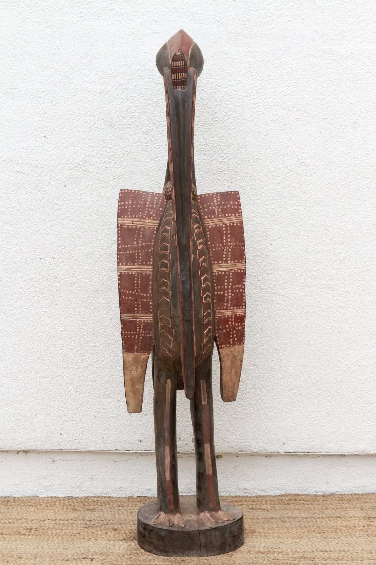 Vintage Painted Senufo Hornbill African Sculpture