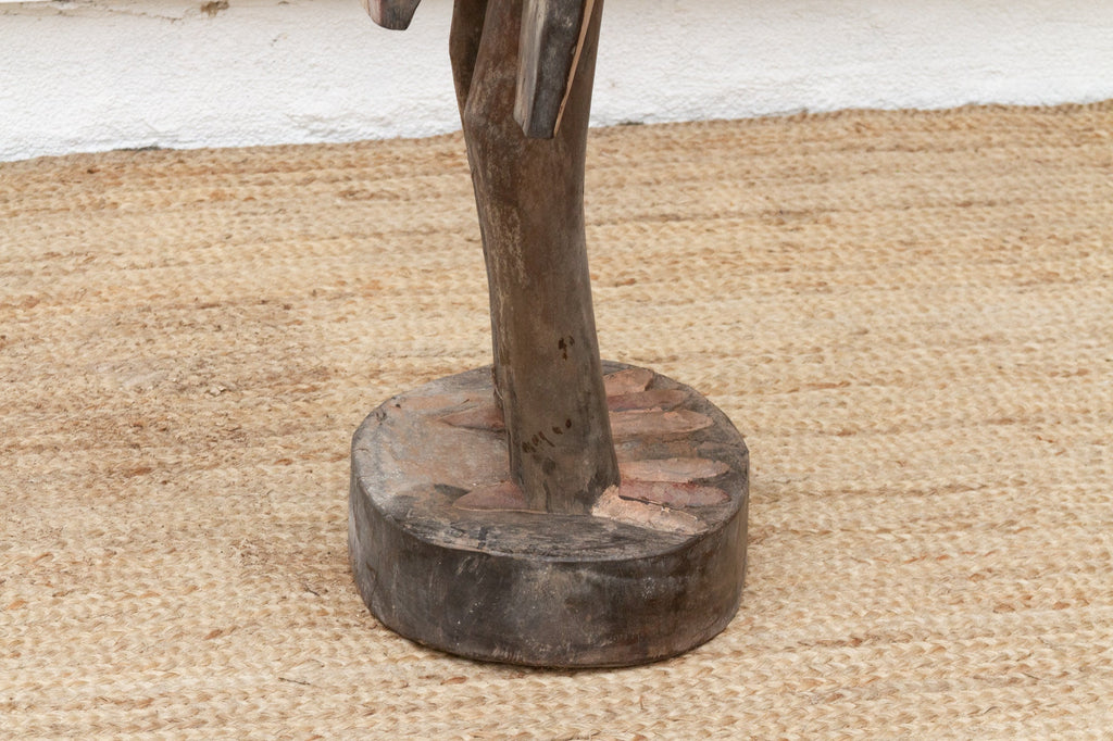 Vintage Painted Senufo Hornbill African Sculpture