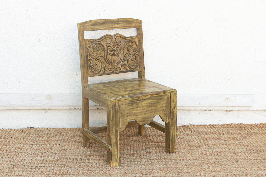Carved Spanish Colonial Crest Chair