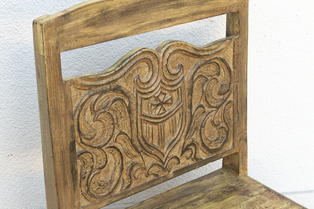 Carved Spanish Colonial Crest Chair