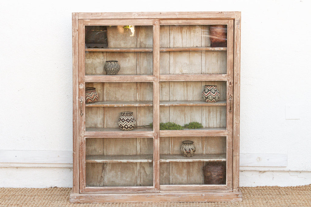 Antique Tall & Slim Farmhouse Display Cabinet