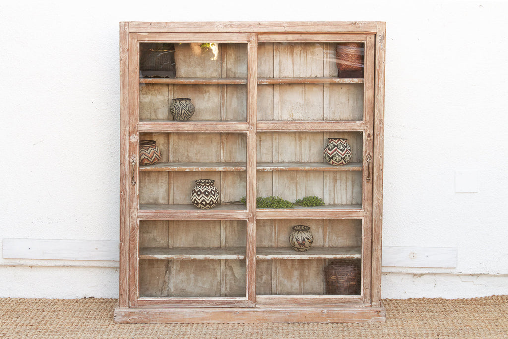 Antique Tall & Slim Farmhouse Display Cabinet