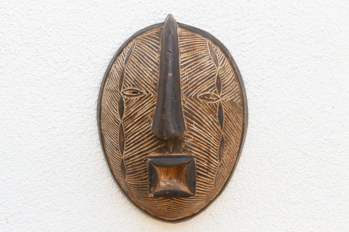 Carved Moon Light Luba African Mask