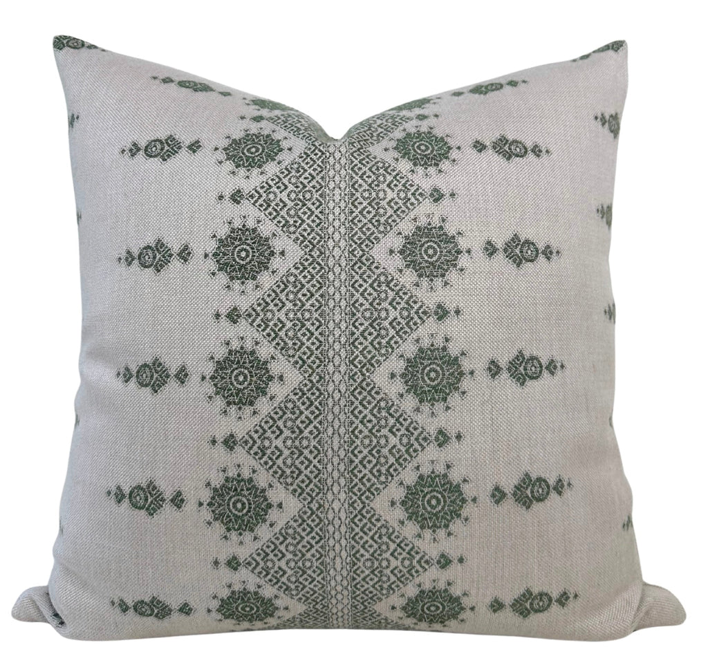 Carmania Pillow Cover in Green, Indoor Outdoor Pillows, Peter Dunham Textiles
