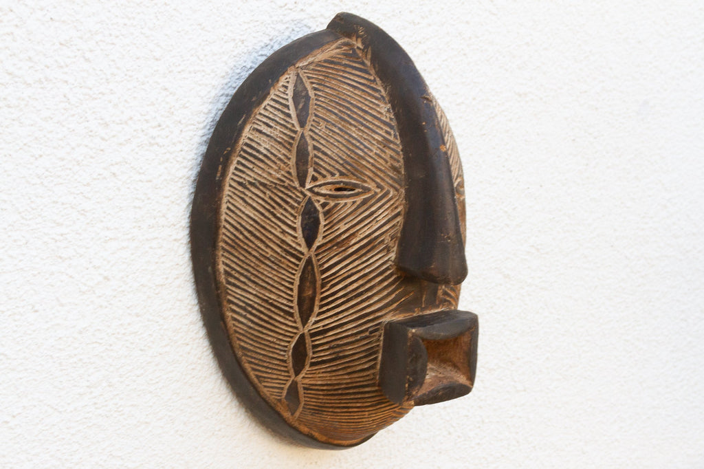 Carved Moon Light Luba African Mask
