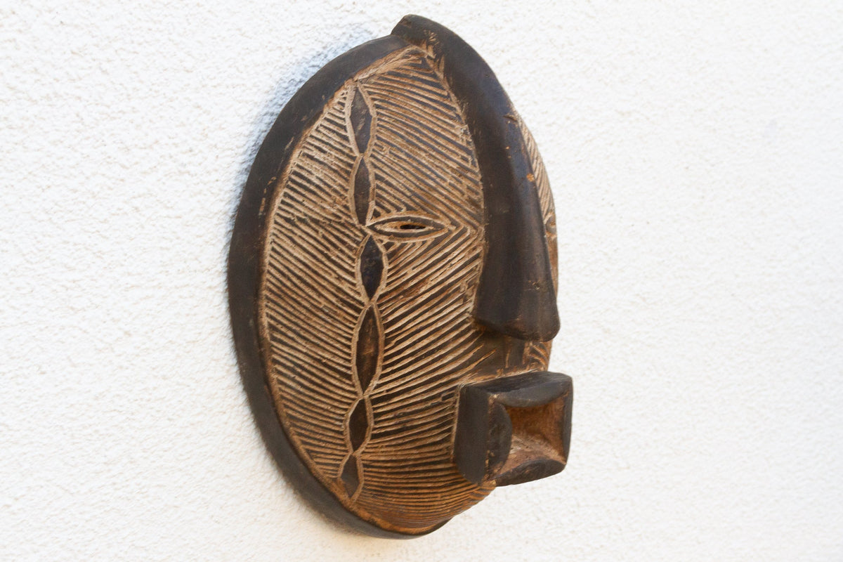 Carved Moon Light Luba African Mask