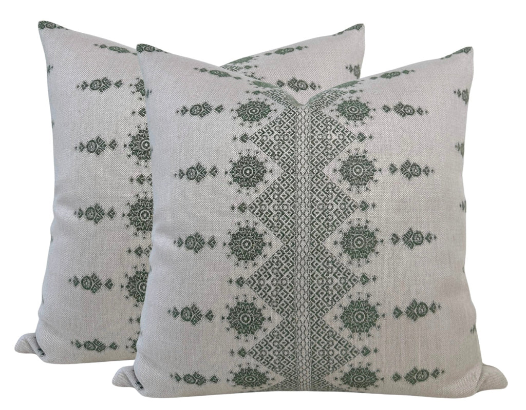 Carmania Pillow Cover in Green, Indoor Outdoor Pillows, Peter Dunham Textiles