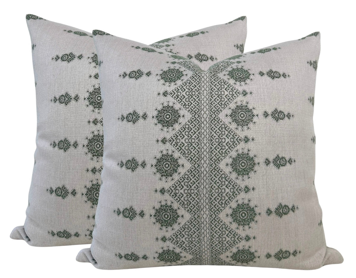 Carmania Pillow Cover in Green, Indoor Outdoor Pillows, Peter Dunham Textiles