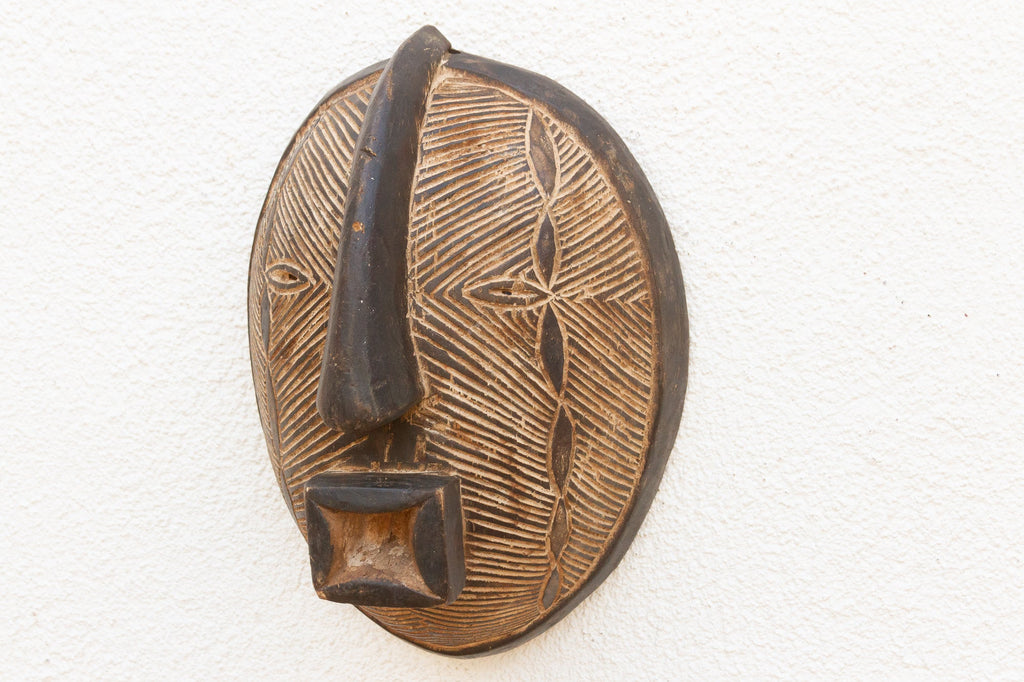 Carved Moon Light Luba African Mask