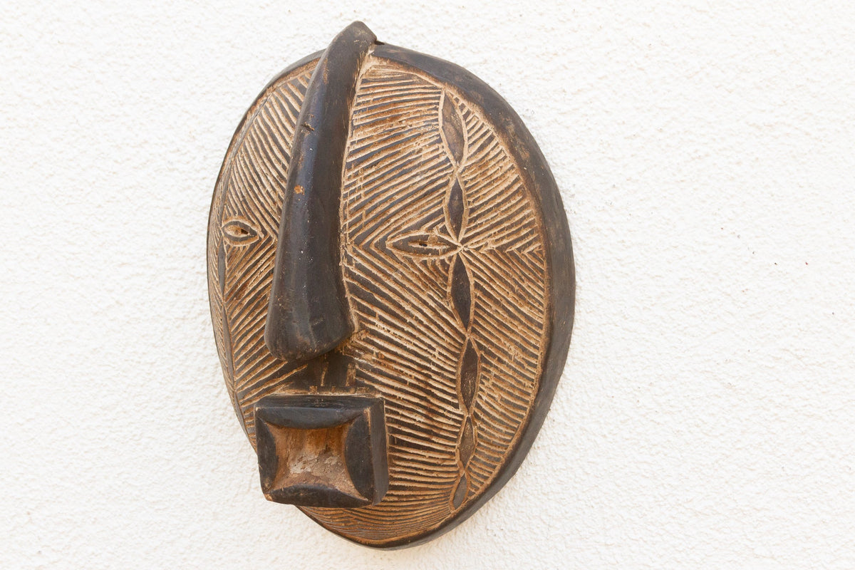 Carved Moon Light Luba African Mask