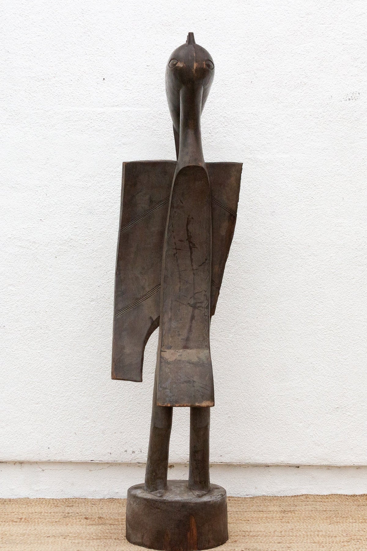 Tall Patinated Brown Carved African Senufo Sefien