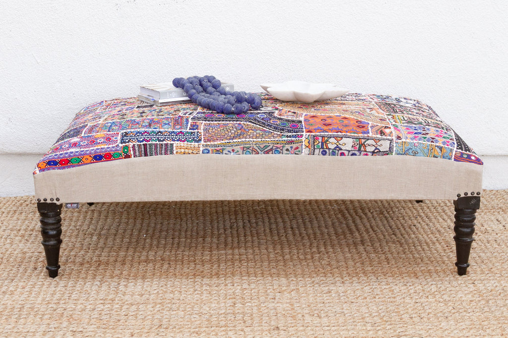 Tribal Modern Upholstered Ottoman Coffee Table