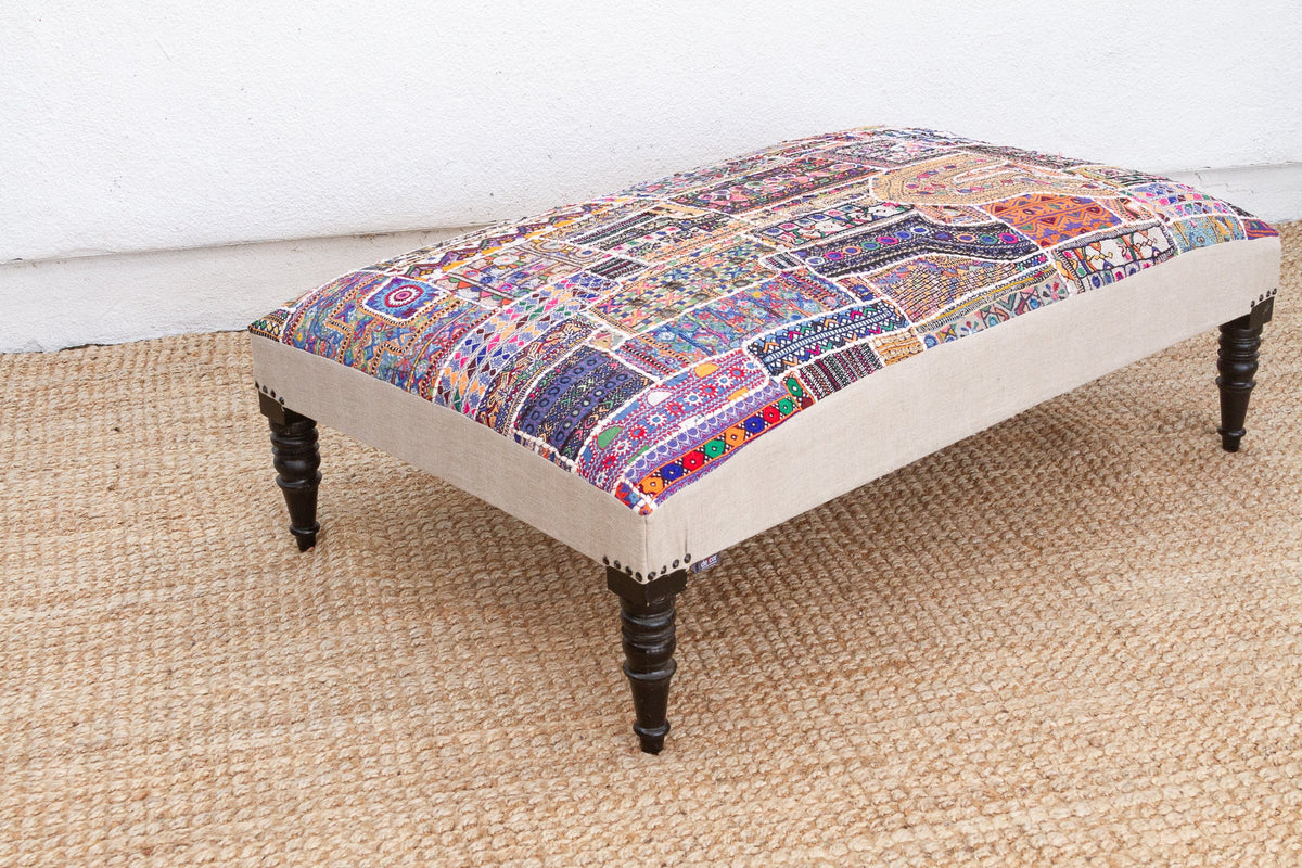 Tribal Modern Upholstered Ottoman Coffee Table