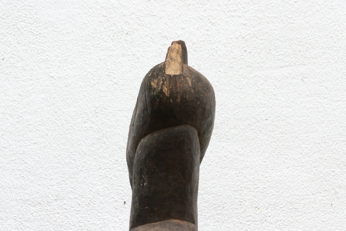 The Striding Ancestor 82" Large Senufo Hornbill in Oxidized Gray