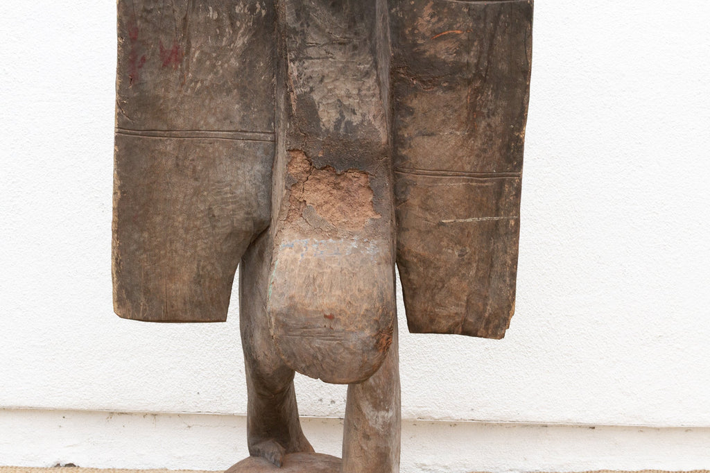 The Striding Ancestor 82" Large Senufo Hornbill in Oxidized Gray