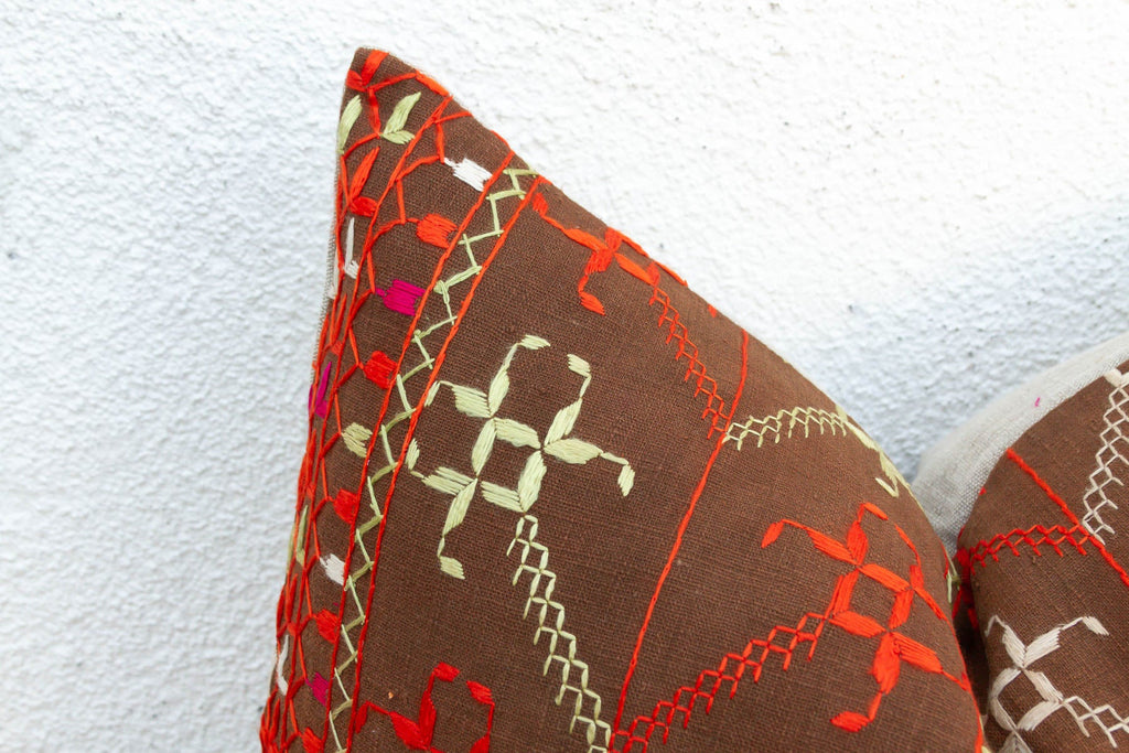 Sangrur Sunburst, Antique Phulkari Lumbar Pillow Cover