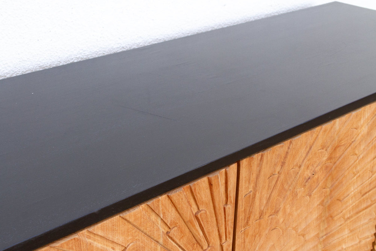The Sunburst Sideboard Carved Teak Media Console