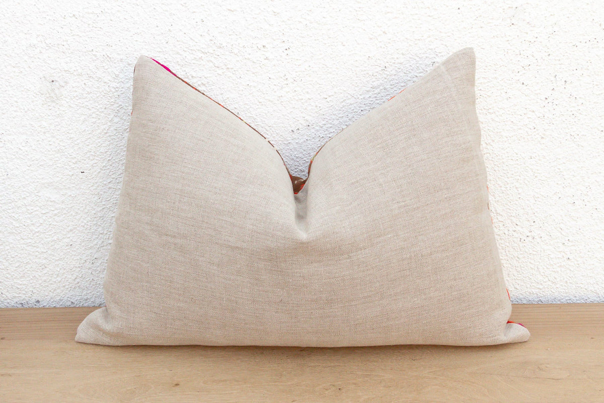Sangrur Sunburst, Antique Phulkari Lumbar Pillow Cover