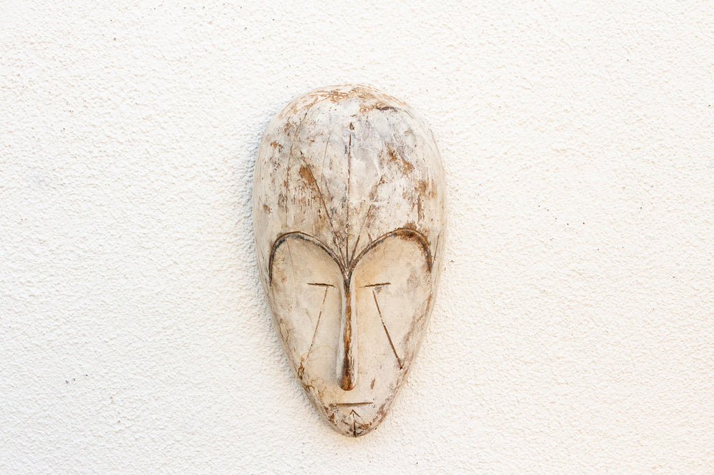Powder White Painted African Mask