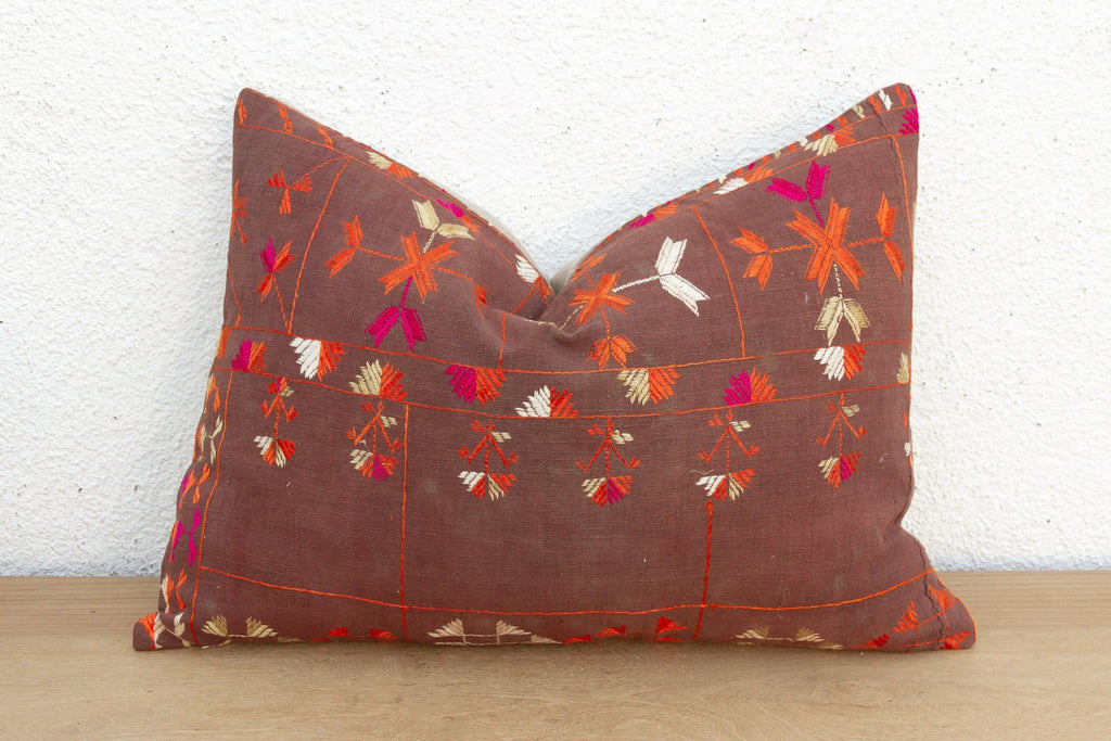 Ropar Radiant, Antique Phulkari Lumbar Pillow Cover