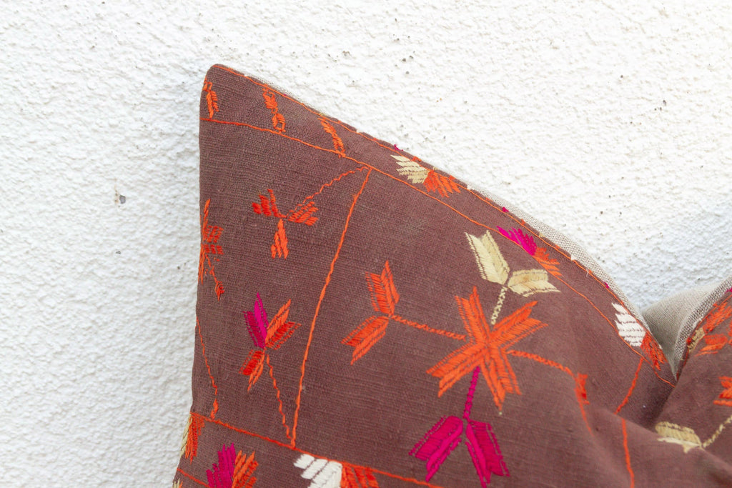 Ropar Radiant, Antique Phulkari Lumbar Pillow Cover