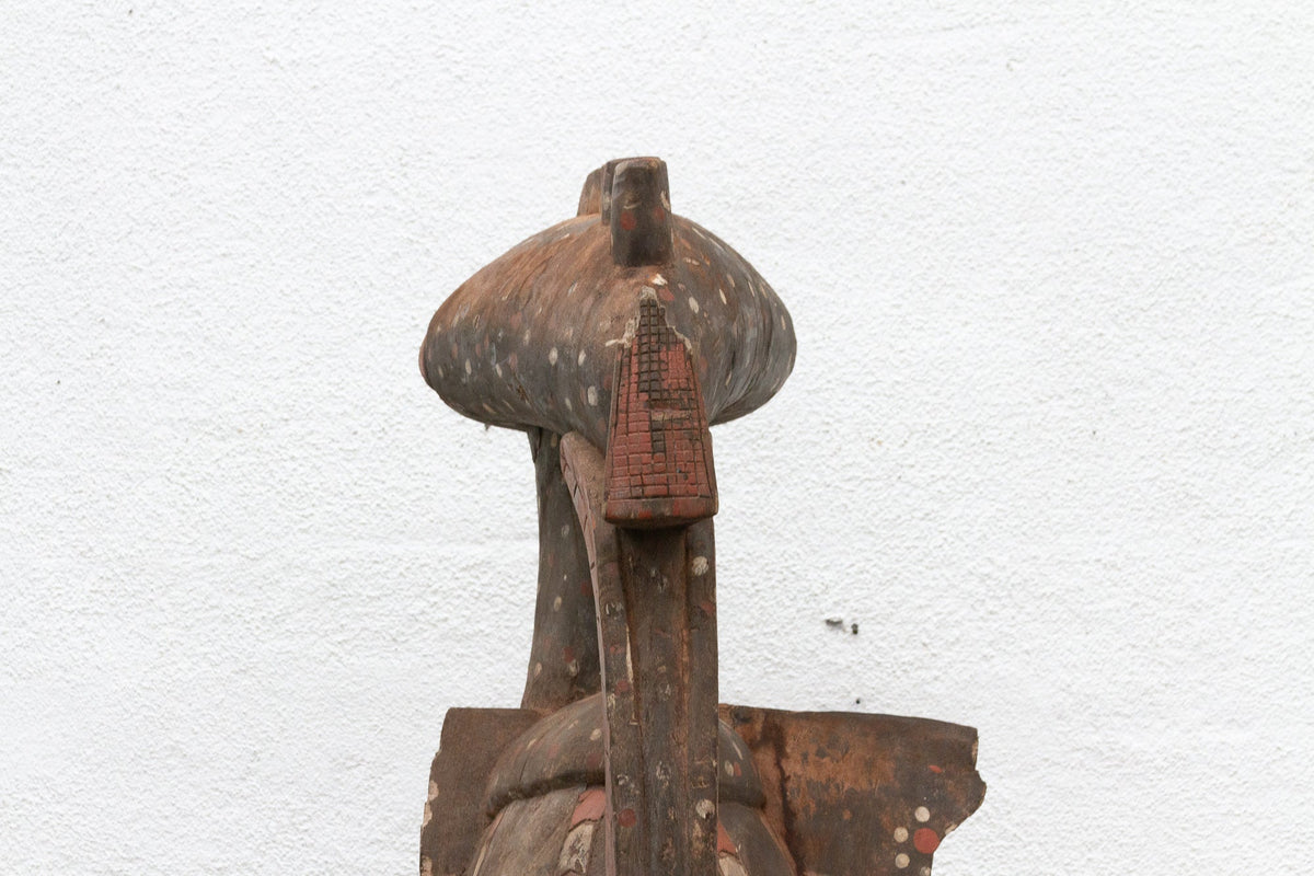 Tall African Fallen Wings Hornbill With Tribal Painted Marks