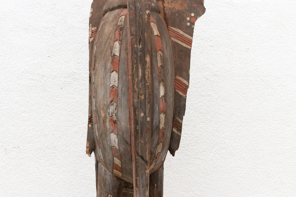 Tall African Fallen Wings Hornbill With Tribal Painted Marks