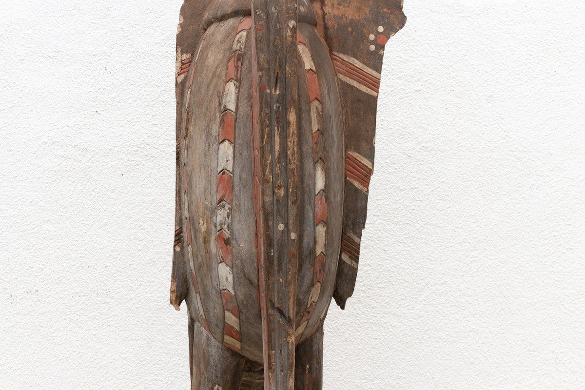 Tall African Fallen Wings Hornbill With Tribal Painted Marks