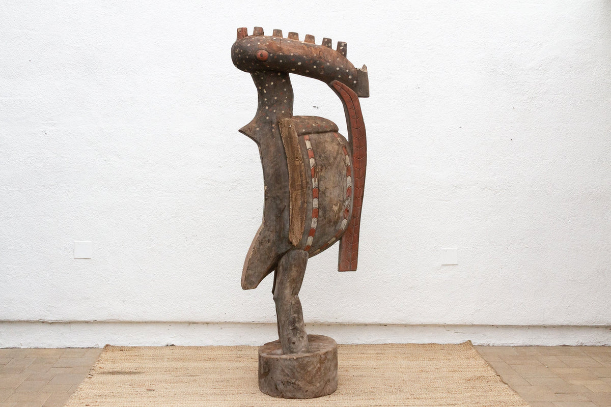 Tall African Fallen Wings Hornbill With Tribal Painted Marks
