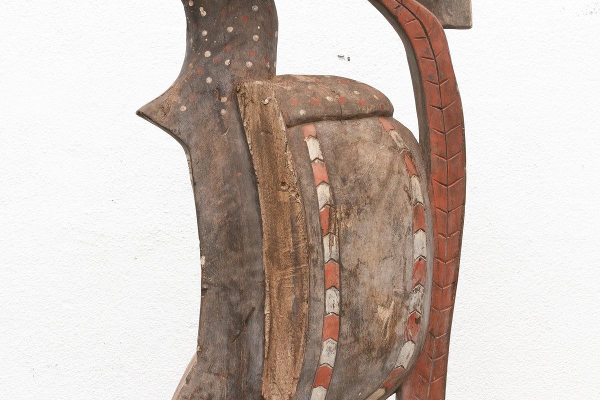 Tall African Fallen Wings Hornbill With Tribal Painted Marks