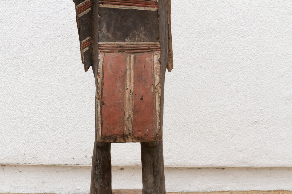 Tall African Fallen Wings Hornbill With Tribal Painted Marks