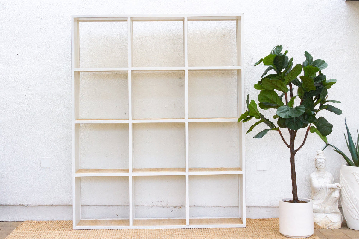 Large Vintage Acacia Wood Painted Bookcase