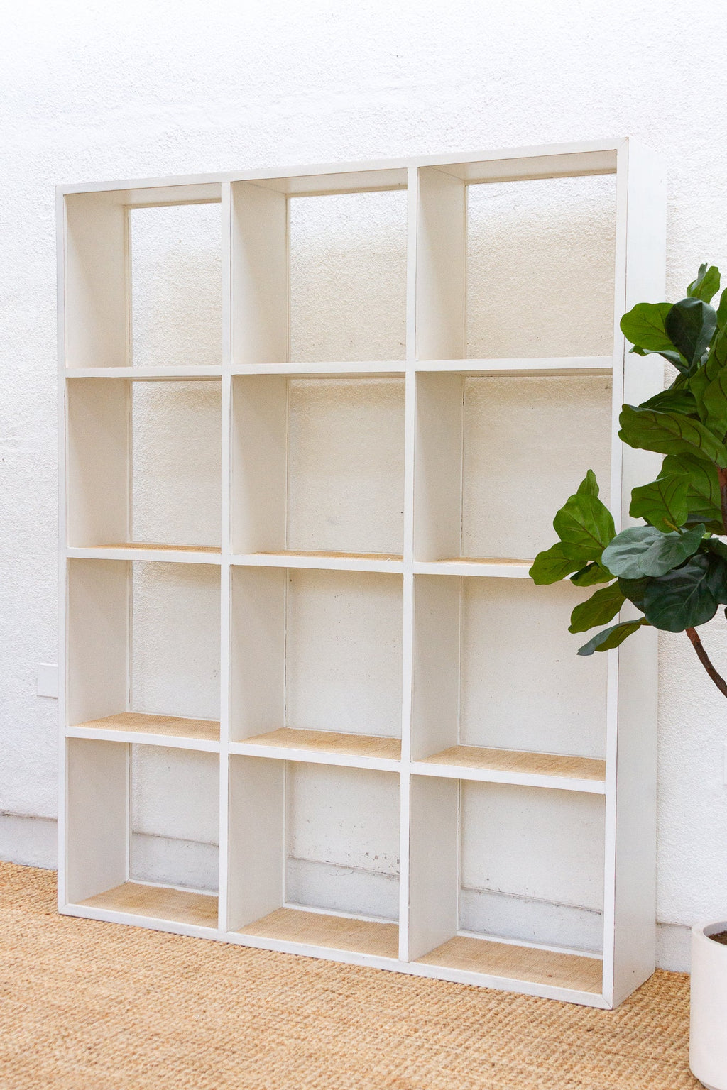 Large Vintage Acacia Wood Painted Bookcase