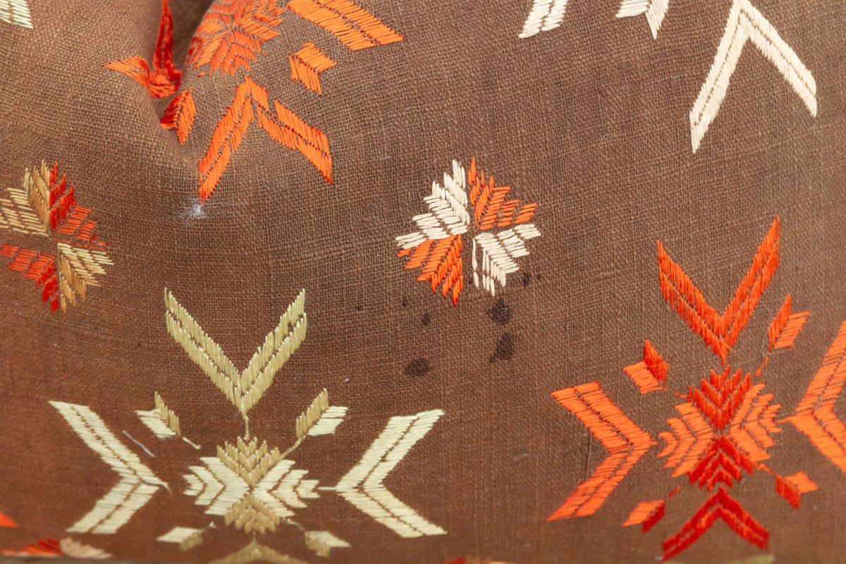 Bathinda Star, Antique Phulkari Lumbar Pillow Cover