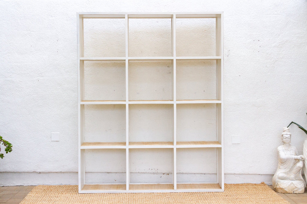 Large Vintage Acacia Wood Painted Bookcase