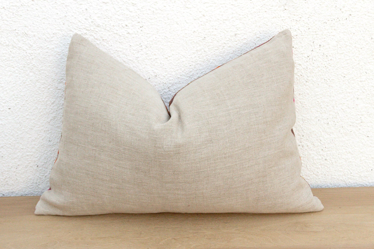 Barnala Blossom, Antique Phulkari Lumbar Pillow Cover