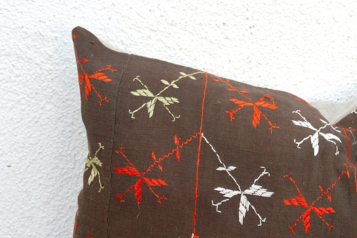Sangrur Stitching, Antique Phulkari Lumbar Pillow Cover