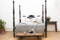 Finely Carved British Colonial Ebonized King Bed