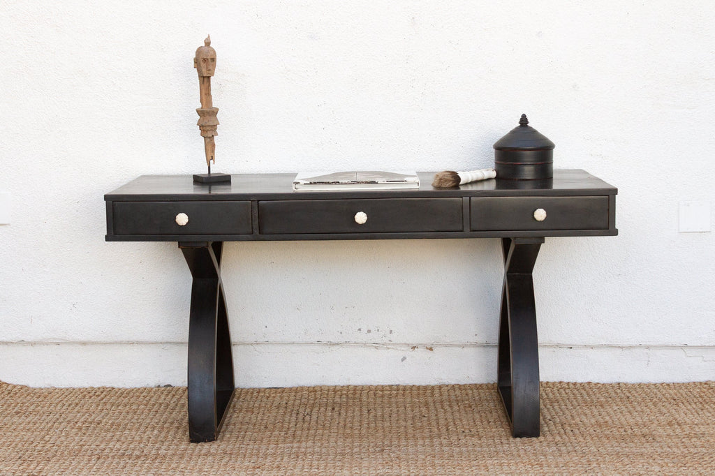 Sculptural Ebonized Wood Writing Table