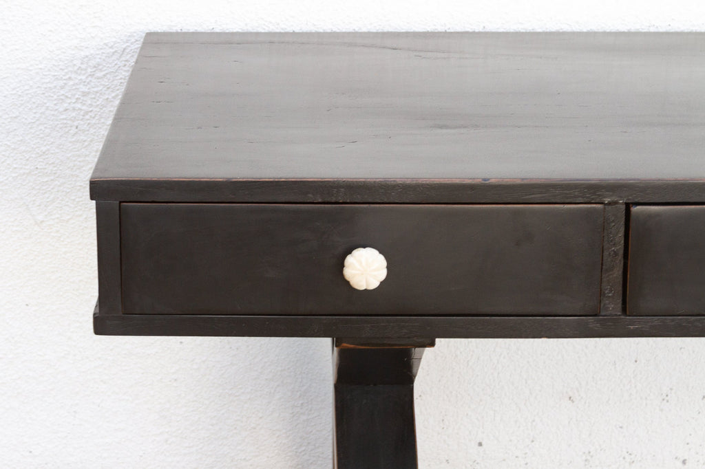 Sculptural Ebonized Wood Writing Table