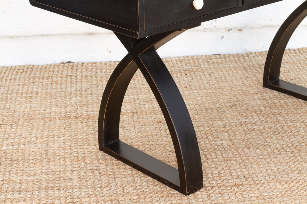 Sculptural Ebonized Wood Writing Table