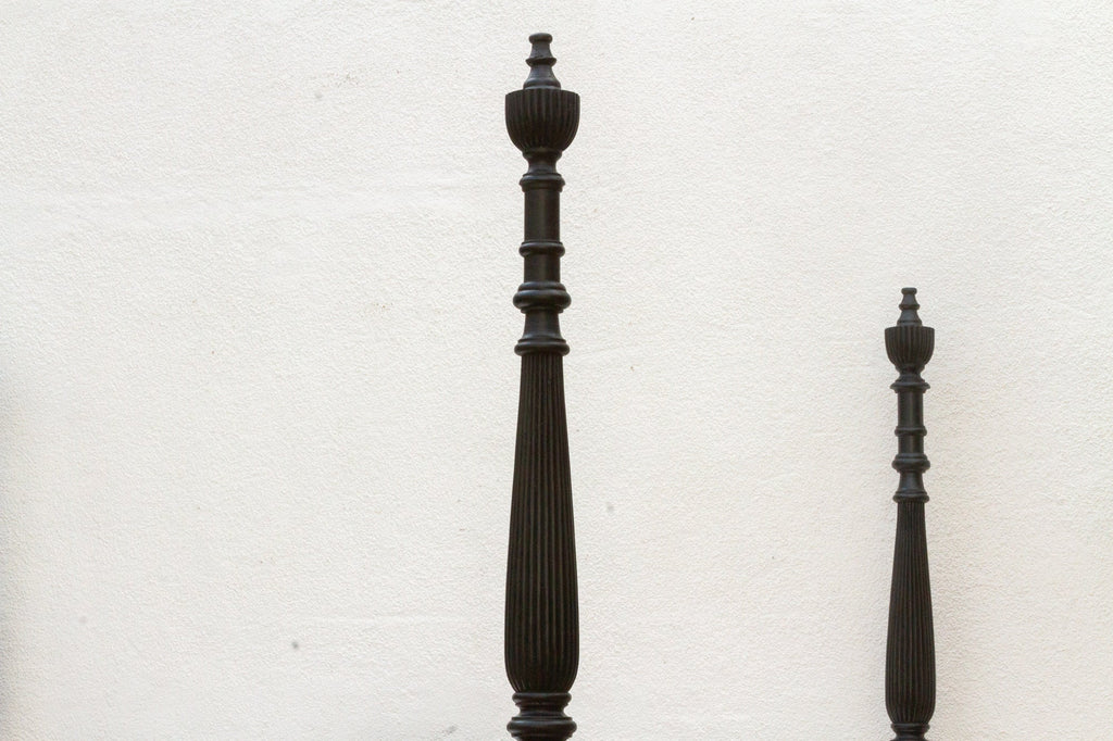 Finely Carved British Colonial Ebonized King Bed