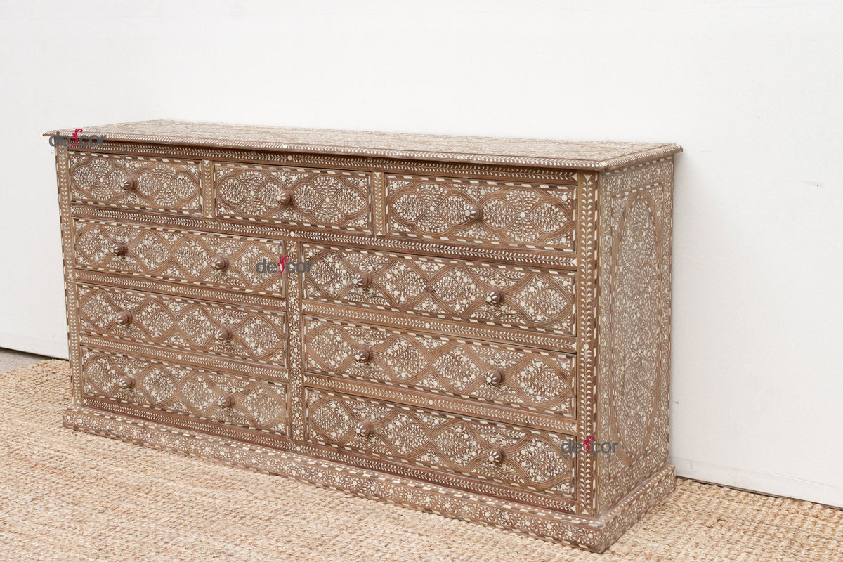 Exquisite Inlay 72" Long Royal Dresser