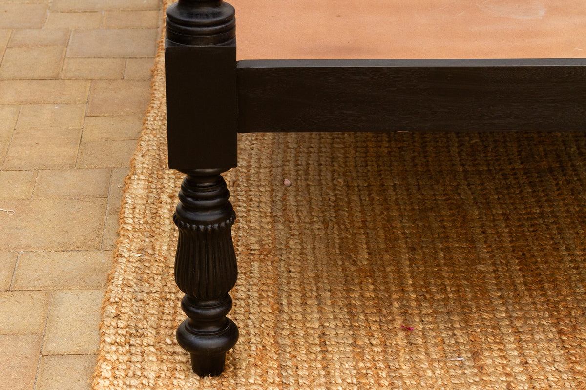 Finely Carved British Colonial Ebonized King Bed